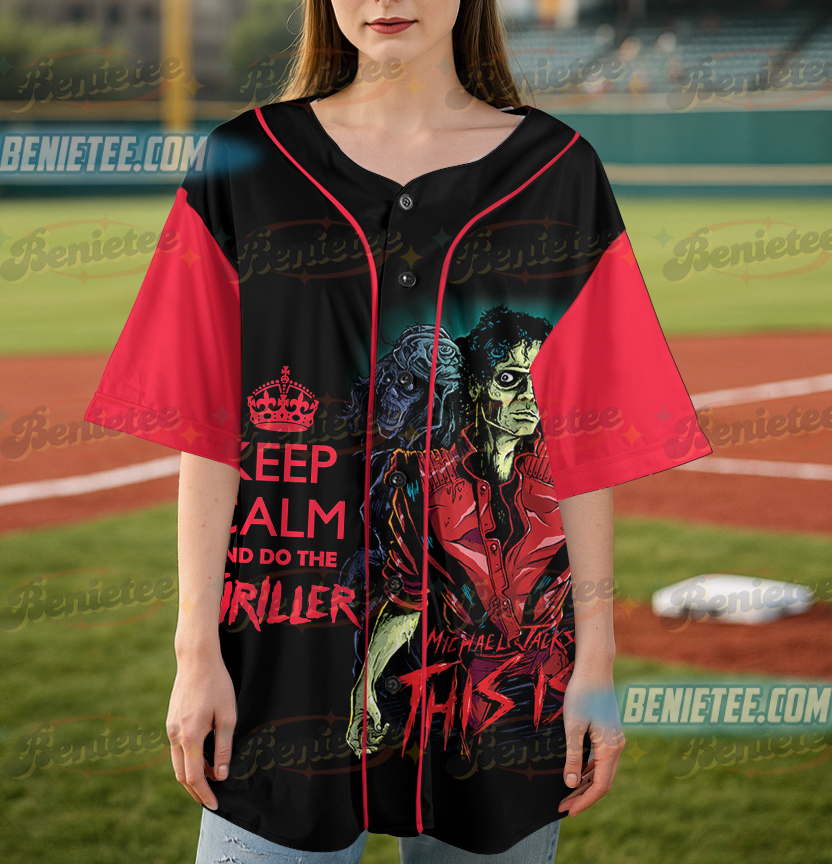 Michael Jackson Halloween Ironfist Keep Calm And Do The Thriller Baseball Jersey - Image 4