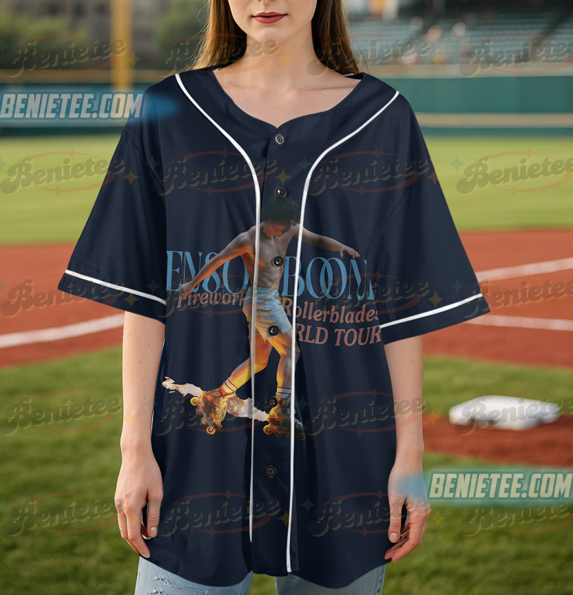 Benson Boone Fireworks and Rollerblades World Tour Baseball Jersey Shirt - Image 6