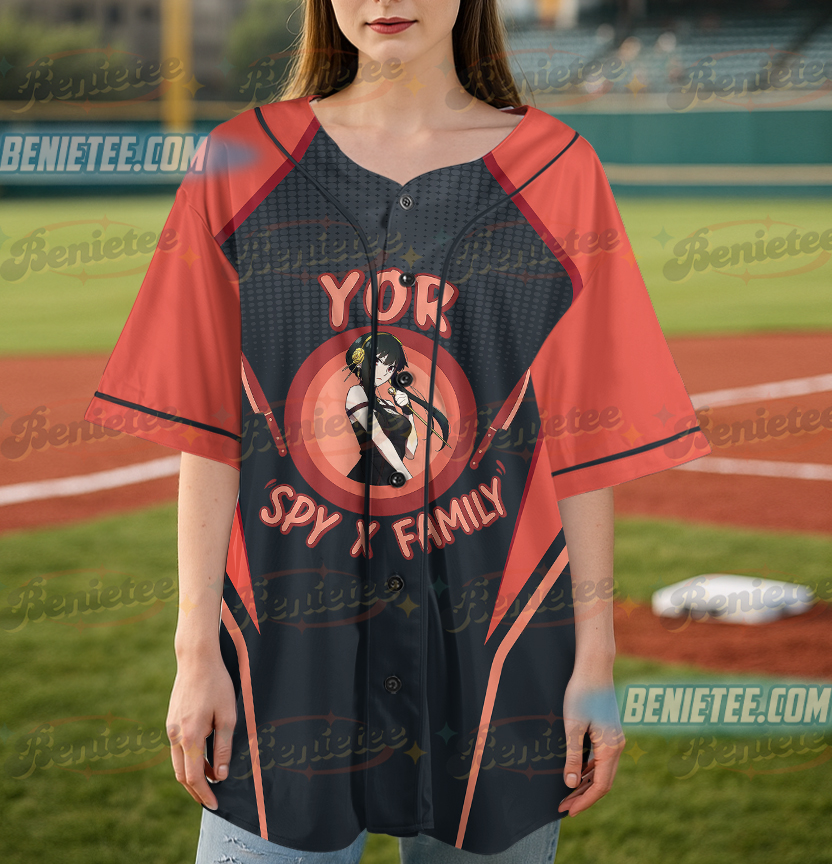 Yor Forger Spy x Family Button Up Baseball Jersey, Anime Jersey - Image 5