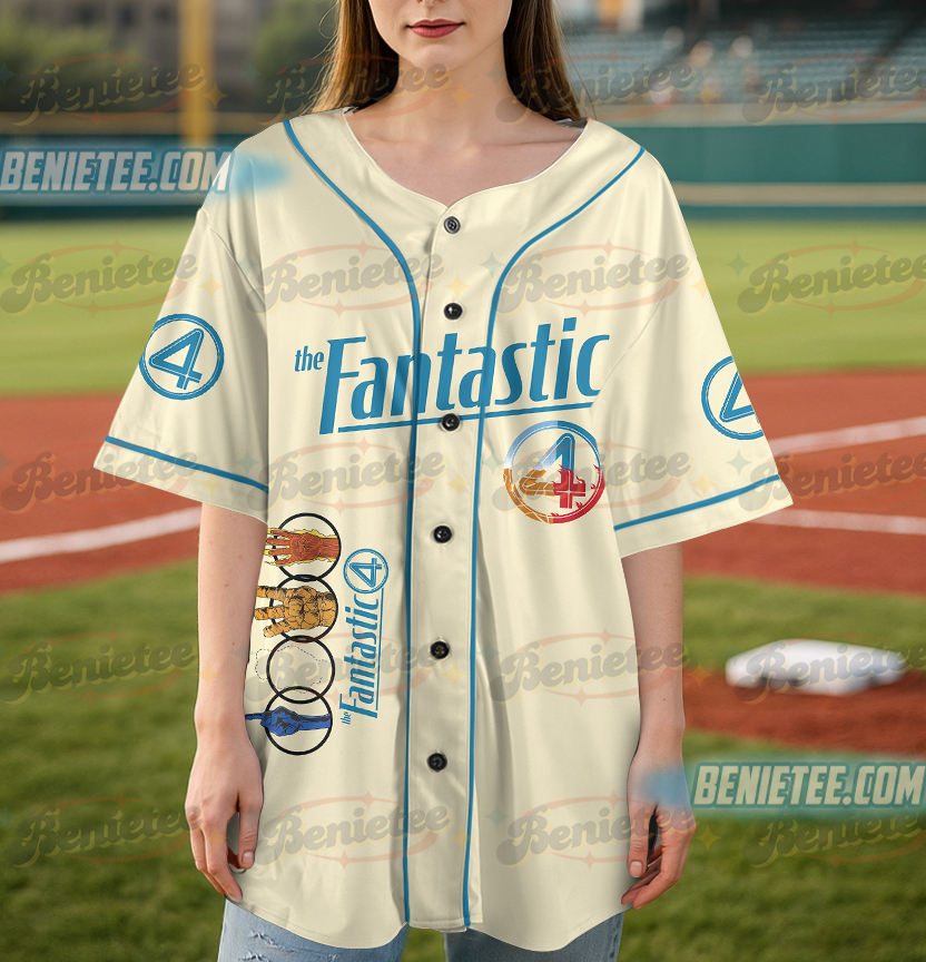 Fantastic Four First Steps Baseball Jersey, Fantastic Four marvel Studios Shirt - Image 5