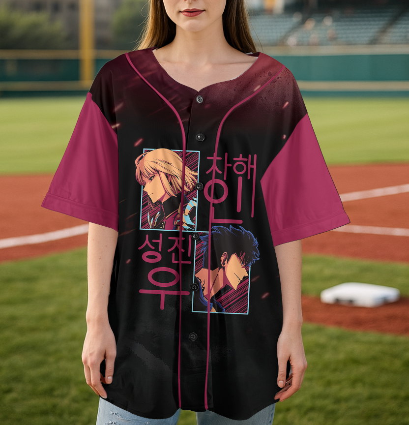 Sung Jin-woo x Cha Hae-in Baseball Jersey, Couple Anime Shirt, Solo leveling Jersey - Image 5