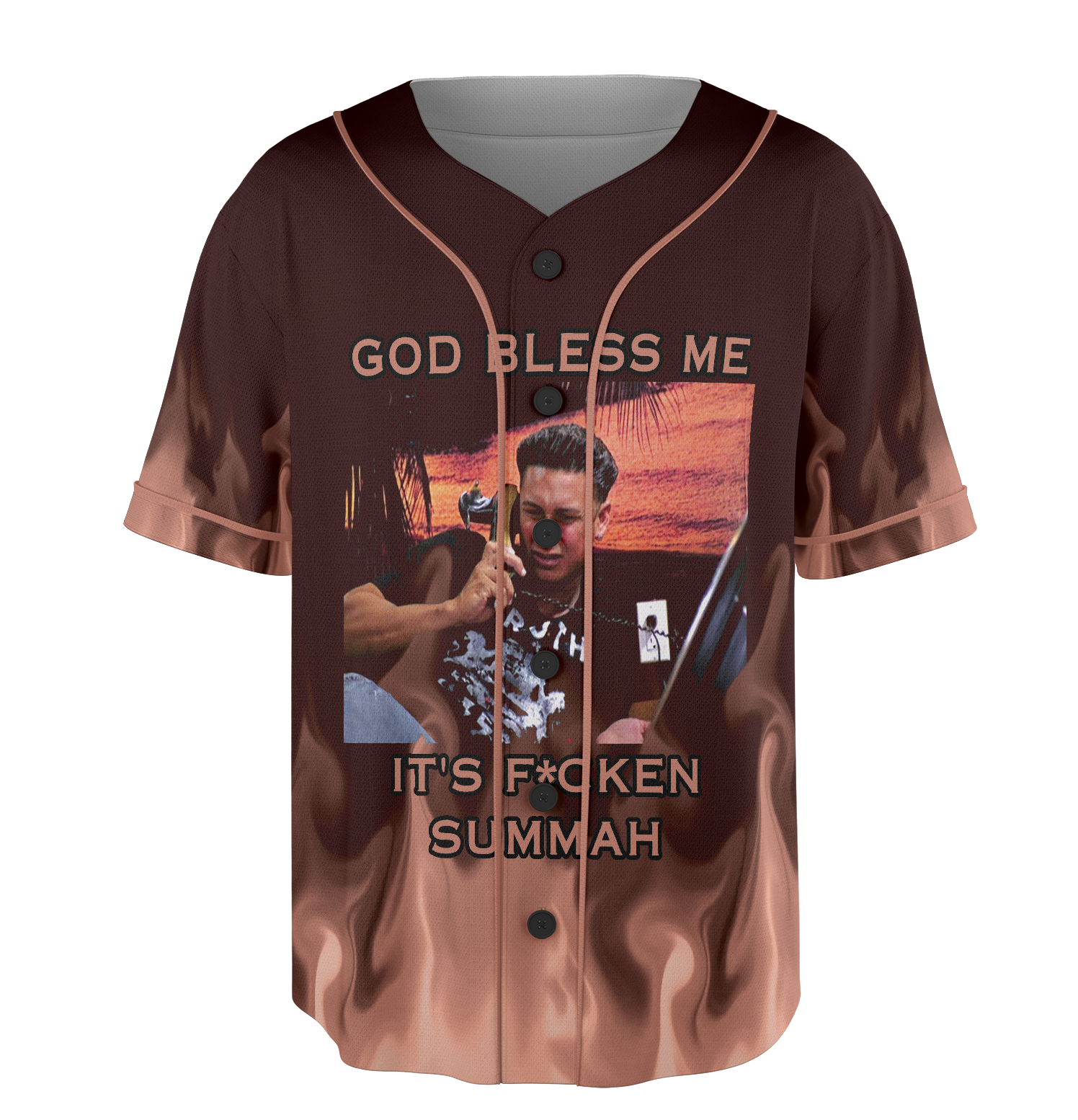 God Bless Me It's F*cken Summah Jersey, Summah Shirt, New trend Baseball Jersey, Jersey Shore Shirt, Movie Shirt, Funny Movie Quote Jersey - Image 3