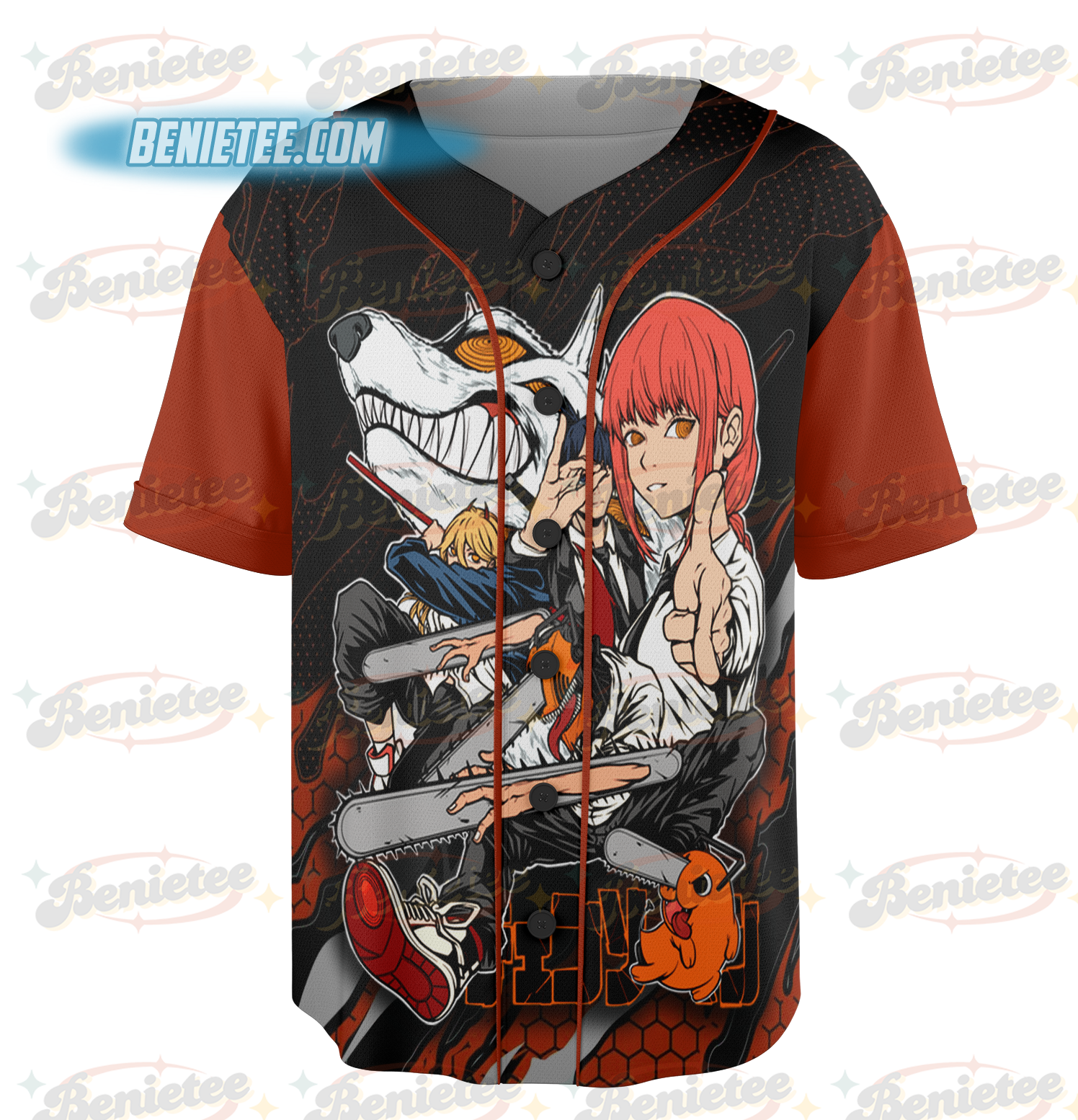 Makima Power Denji Aki Chainsaw Man Shirt Anime Baseball Jersey Unisex All Size, top 2025,anime - Image 3