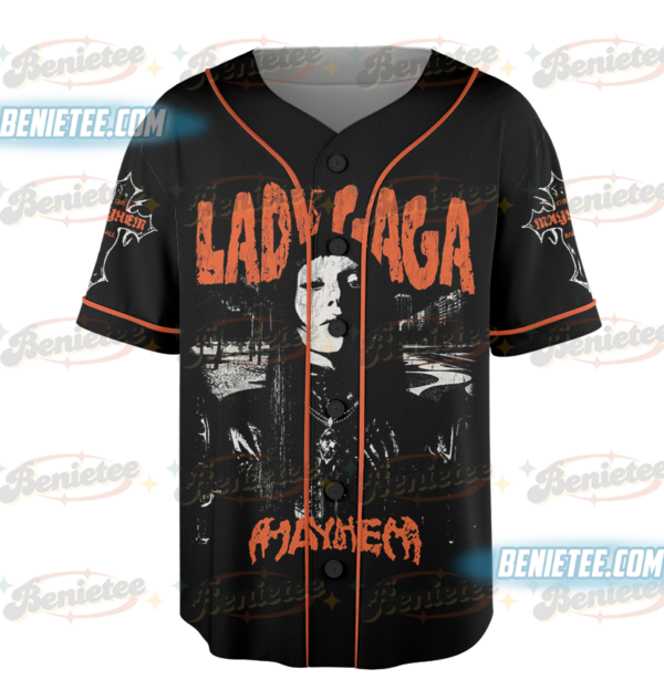 Alternative view of Lady Gaga Mayhem Ball Tour 2025 Hip Hop Style Graphic Concert Baseball Jersey