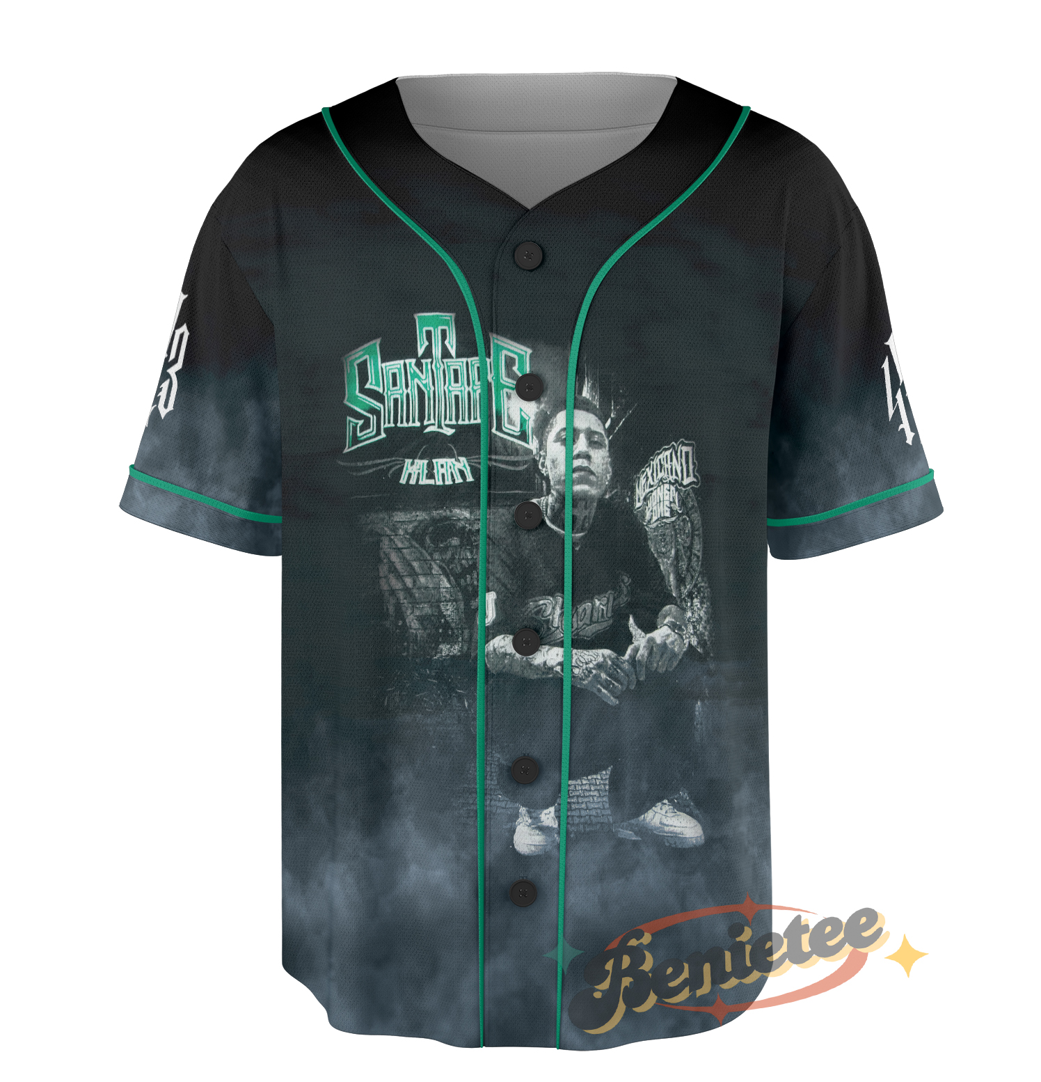 Santa Fe Klan Rap Jersey, Concert Merch Mexico Hip Hop Cumbia Latin Trap Baseball Jersey - Image 3