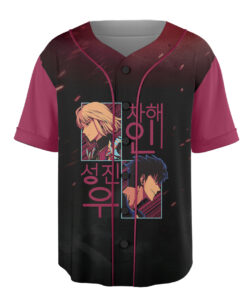 Alternative view of Sung Jin-woo x Cha Hae-in Baseball Jersey, Couple Anime Shirt, Solo leveling Jersey