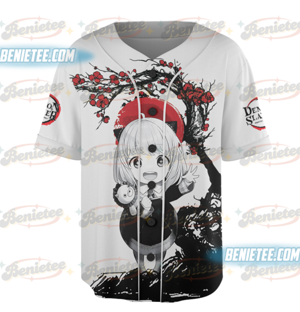 Alternative view of Anya Forger Cherry Blossom Spy X Family Dream Baseball Jersey, Anime Jersey