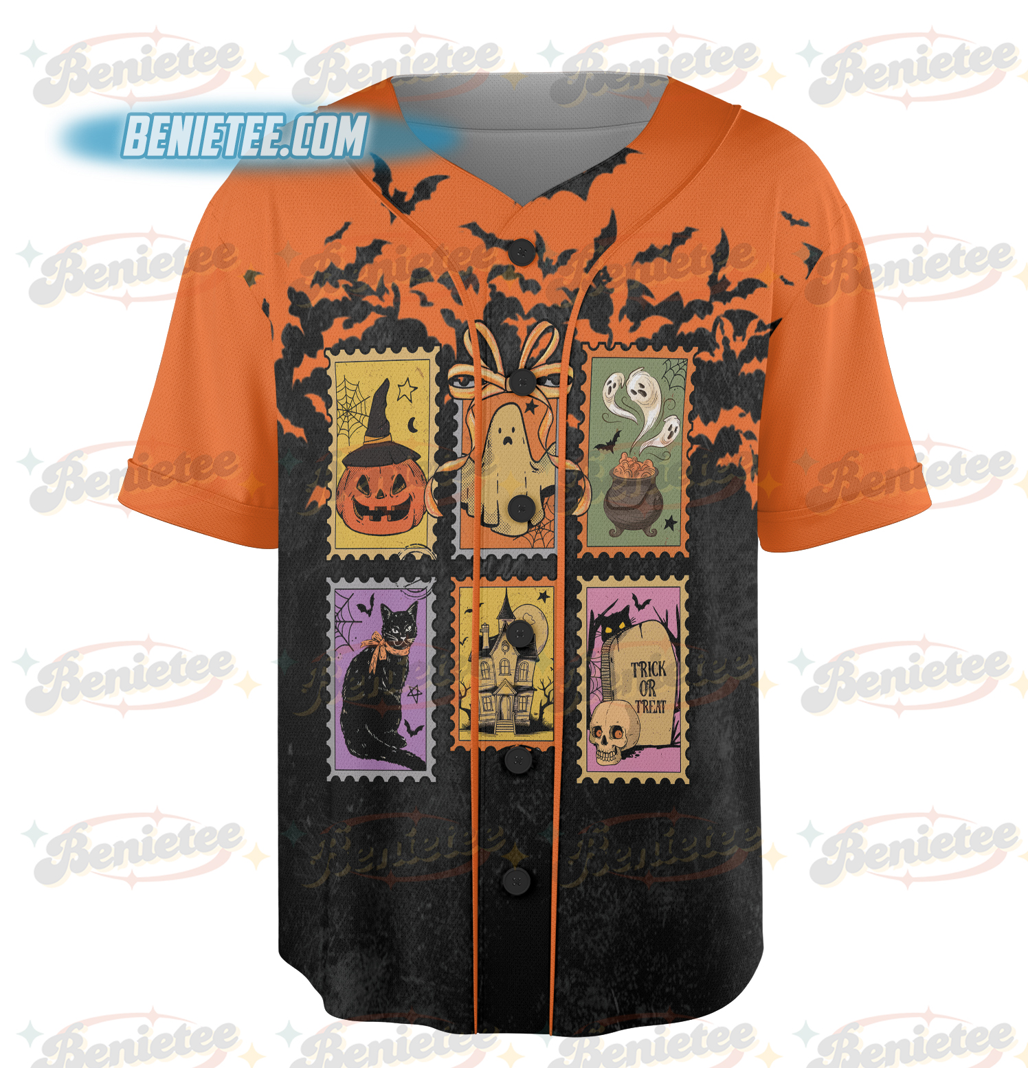 Vintage Halloween Cat Ghost Jersey, Girly Halloween Baseball Jersey, Preppy Fall Aesthetic, Halloween Jersey - Image 3