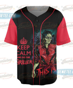 Alternative view of Michael Jackson Halloween Ironfist Keep Calm And Do The Thriller Baseball Jersey