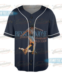 Alternative view of Benson Boone Fireworks and Rollerblades World Tour Baseball Jersey Shirt