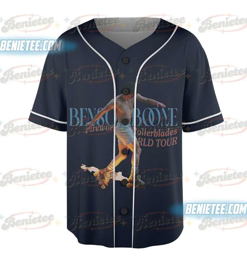 Benson Boone Fireworks and Rollerblades World Tour Baseball Jersey Shirt - Image 2