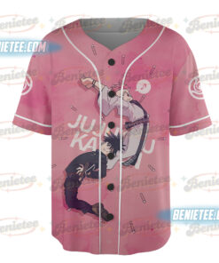 Alternative view of Jujutsu Kaisen Girls Lapel Jersey Pink Short Sleeve Harajuku Baseball Jersey