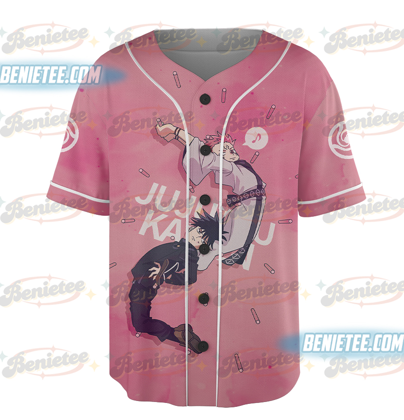 Jujutsu Kaisen Girls Lapel Jersey Pink Short Sleeve Harajuku Baseball Jersey - Image 2