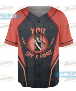 Alternative view of Yor Forger Spy x Family Button Up Baseball Jersey, Anime Jersey