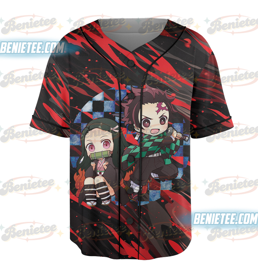 Demon Slayer Cosplay Tanjirou Tomioka Zenitsu Baseball Jersey, Couple Anime Jersey - Image 2