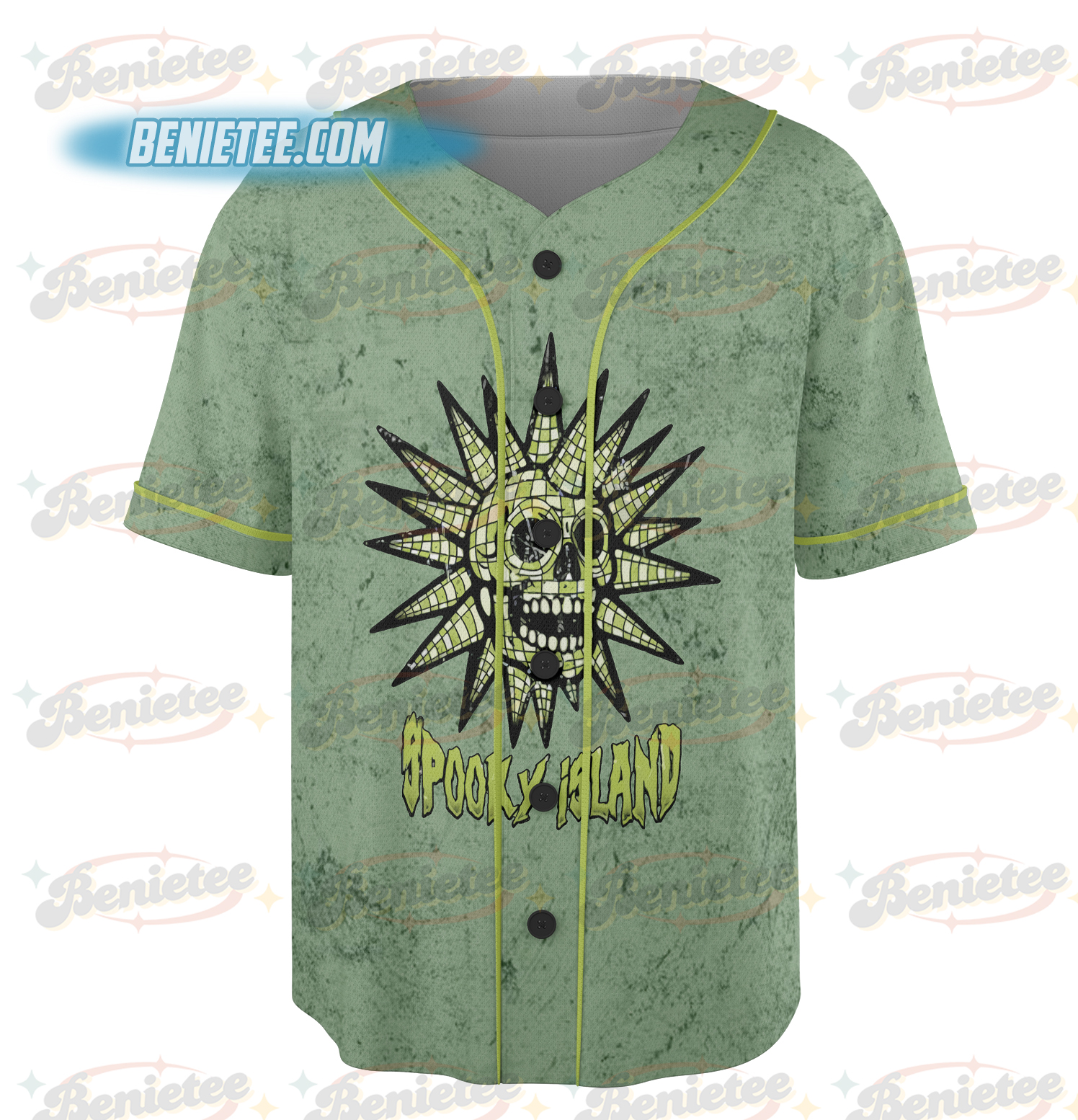 Spooky Island Jersey, Vintage Cartoon Halloween Movie Jersey, Spooky Island Disco Skull, Halloween Gift, Summer Spooky Shirt - Image 4