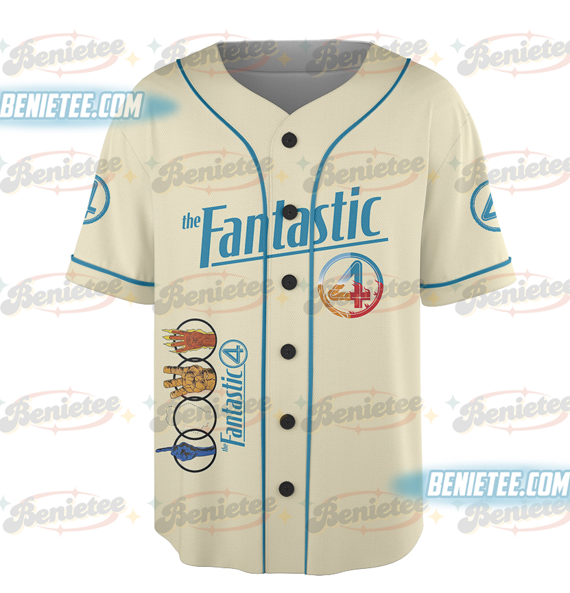 Fantastic Four First Steps Baseball Jersey, Fantastic Four marvel Studios Shirt - Image 2