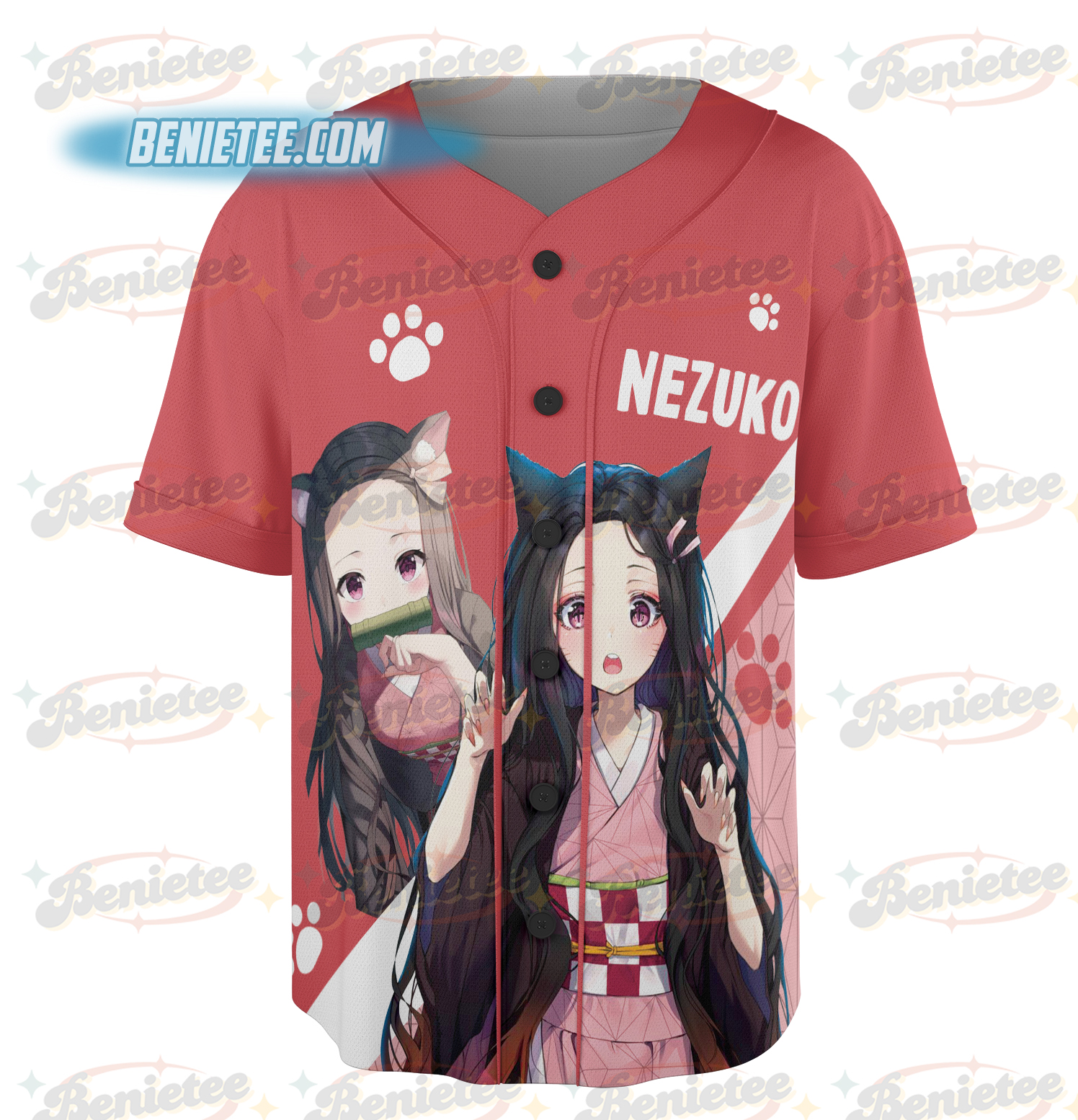 Demon Slayer Anime Jersey 3D- Anime Manga Washed , Kamado Nezuko Baseball Jersey, Cute Anime - Image 3