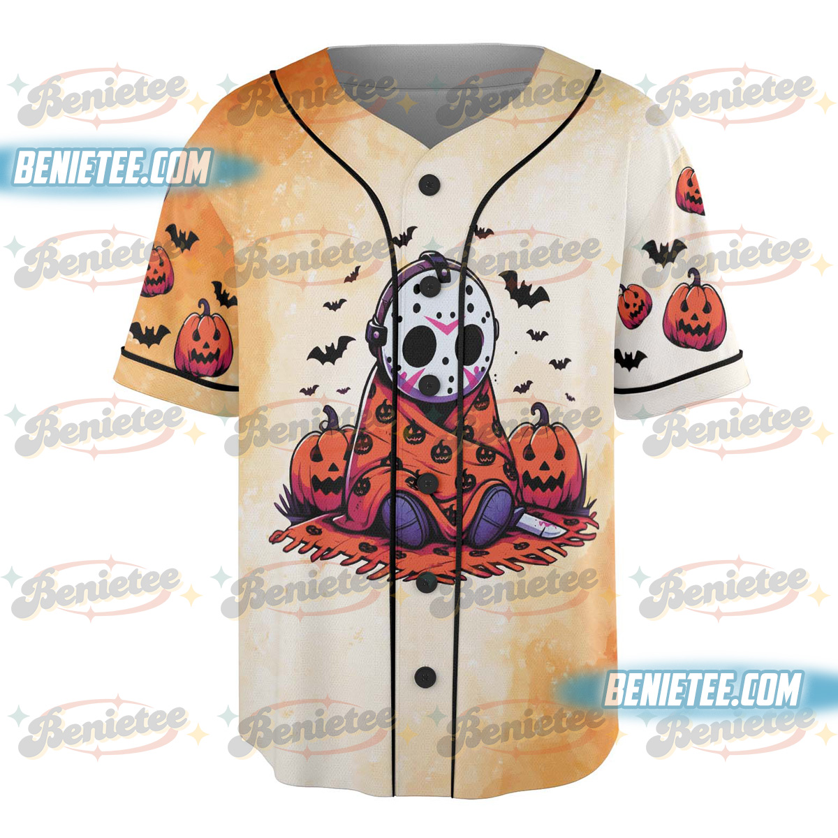 Even Baddies Get Saddies Jersey, Halloween Horror, Horror Characters Shirt, Girly Halloween Baseball Jersey - Image 3