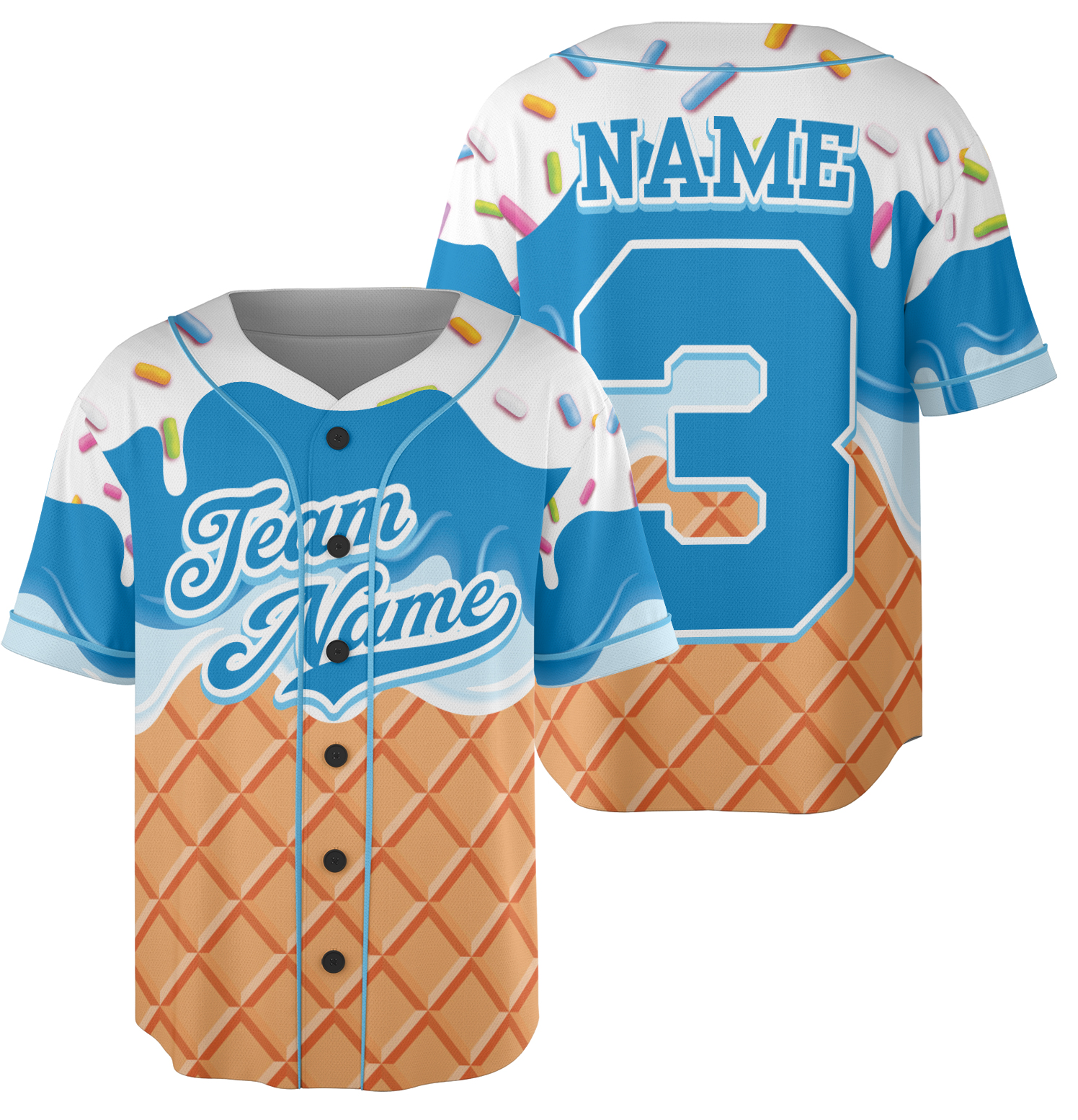 Personalized Ice Cream Drip Baseball Jersey For Boys, Ice Cream Drip Shirt, Baseball Ice Cream Drip, Baseball Jersey - Image 5