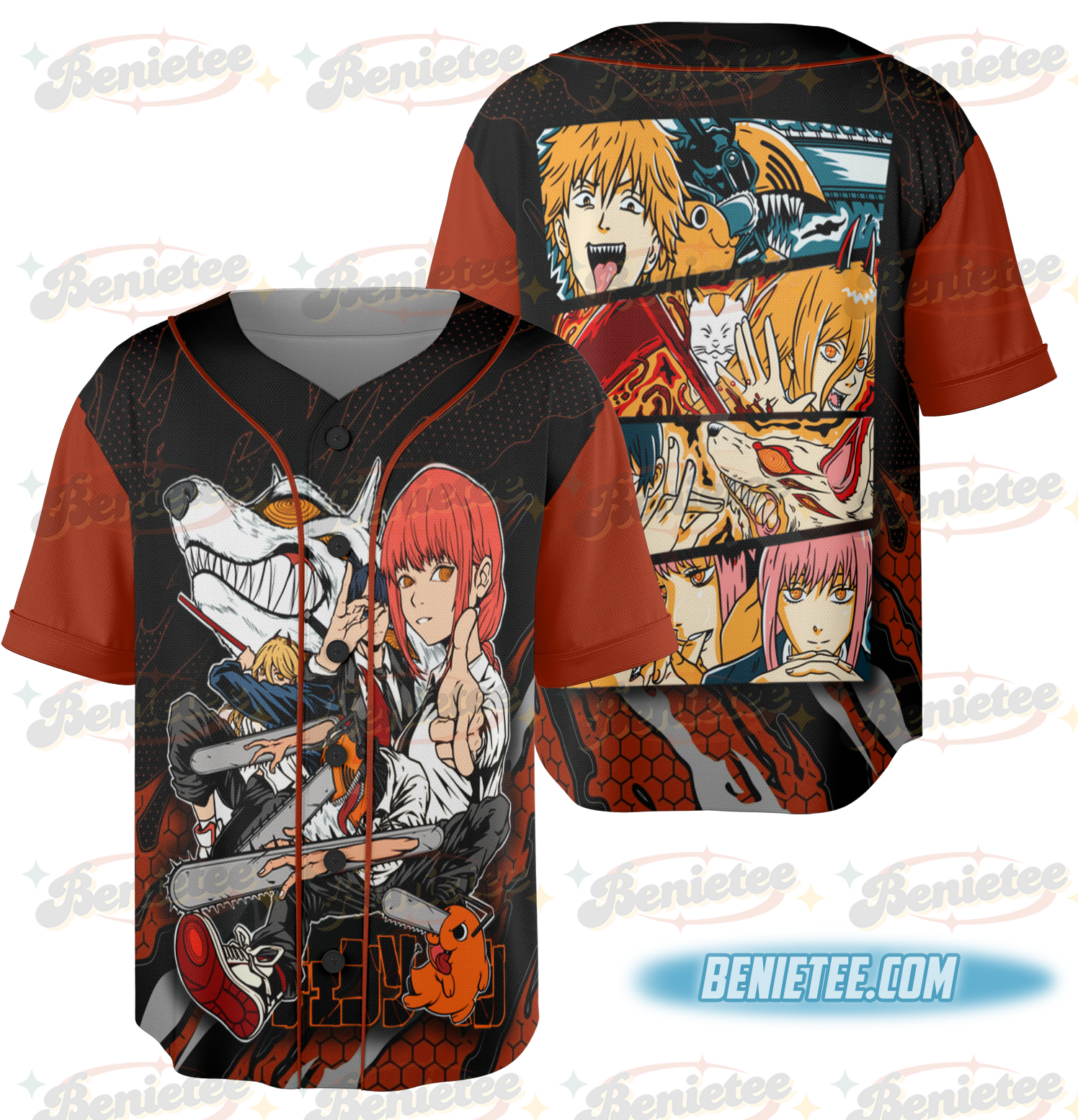 Makima Power Denji Aki Chainsaw Man Shirt Anime Baseball Jersey Unisex All Size, top 2025,anime