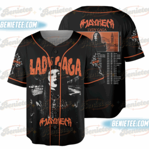 Lady Gaga Mayhem Ball Tour 2025 Hip Hop Style Graphic Concert Baseball Jersey