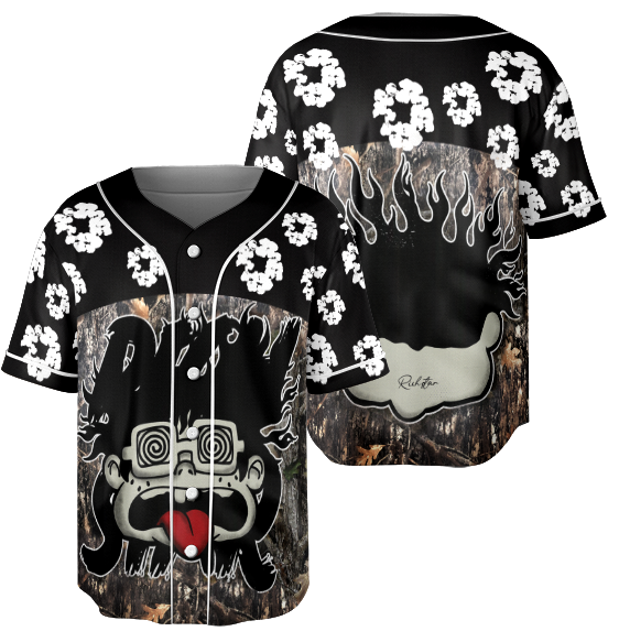 Vintage Big Face With Rich Star Camo Jungle wreath graphics Blokecore Blokette Jerseyfit Baseball Jersey - Image 3