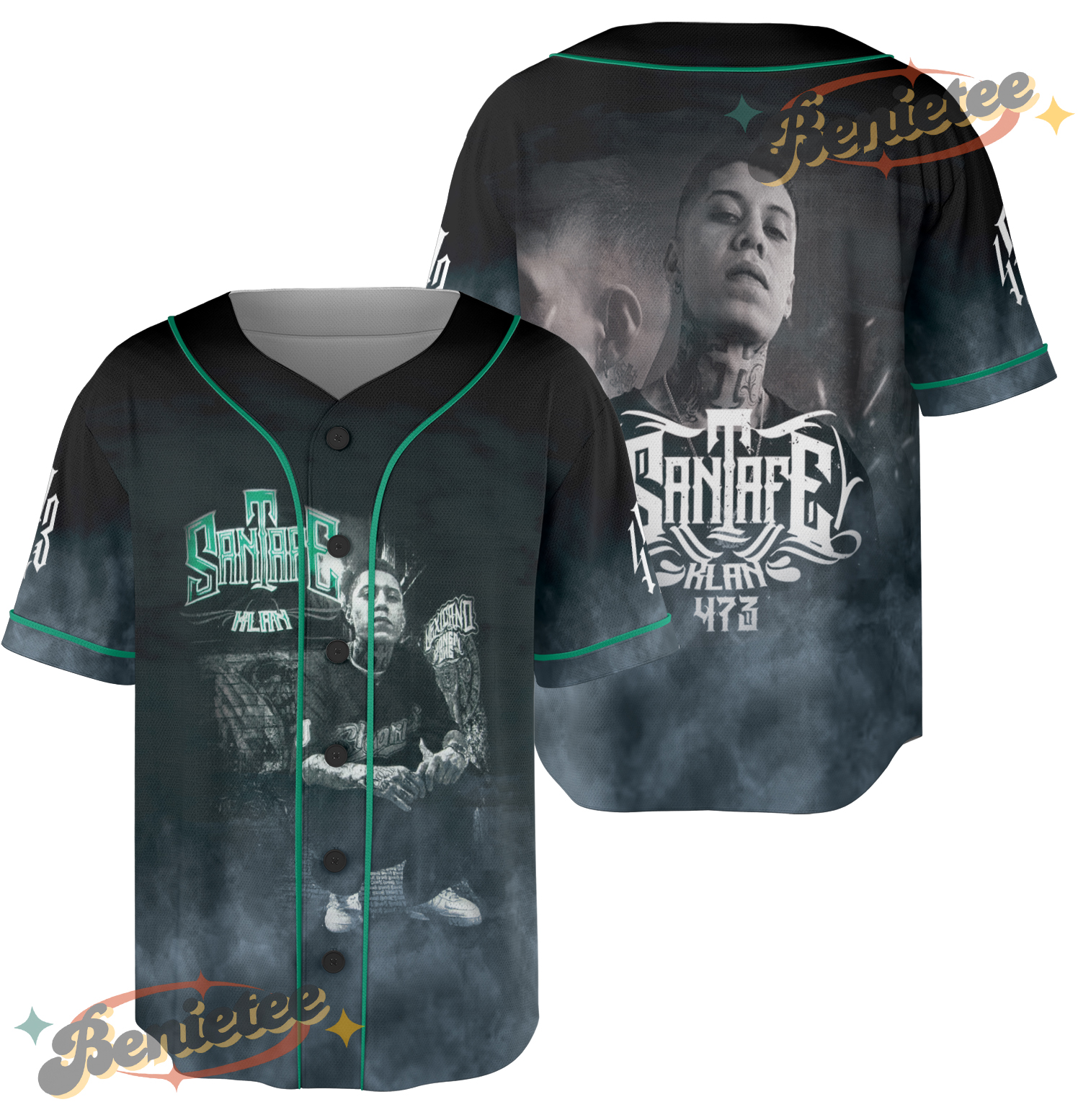 Santa Fe Klan Rap Jersey, Concert Merch Mexico Hip Hop Cumbia Latin Trap Baseball Jersey