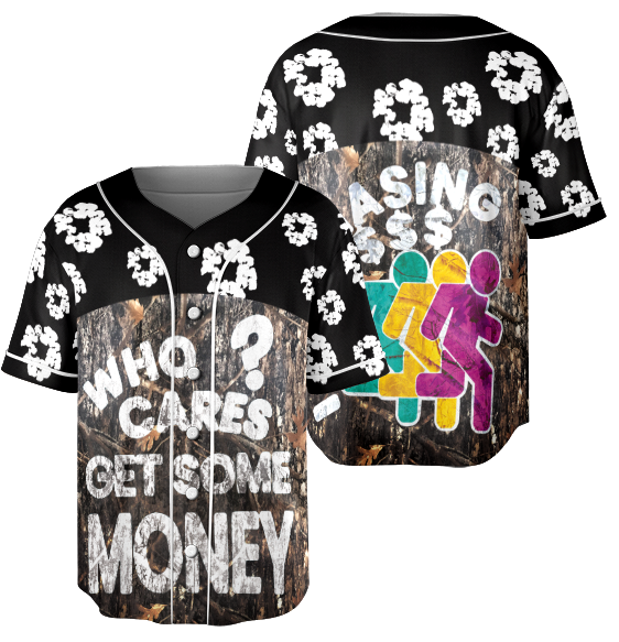 Who Cares Get Some Money Baseball Jersey, Funny Brand Jersey - Image 2