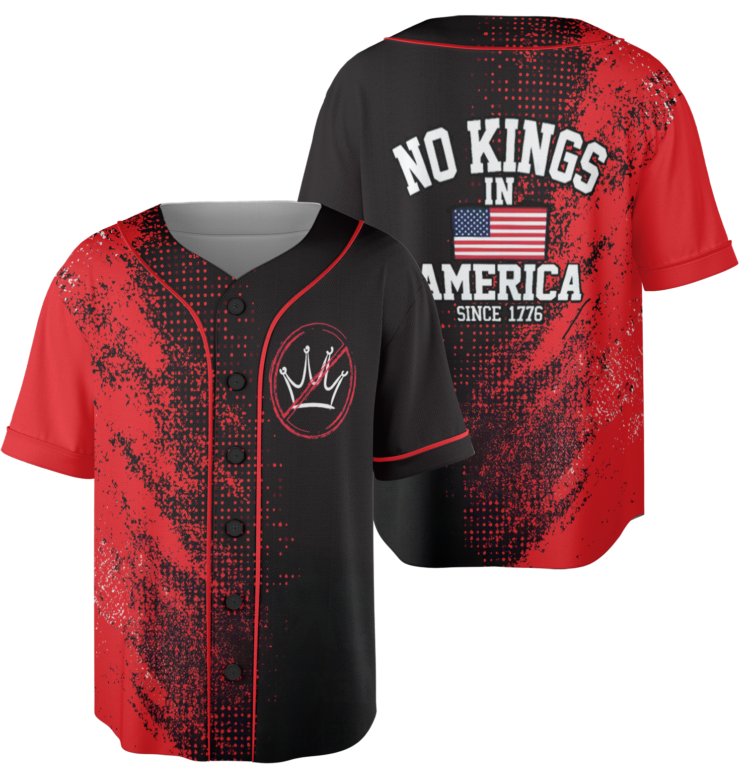 Racing 2025 Season Jersey Anti MAGA Protest No Kings In America Pro Democracy Liberal Political Gift Fourth Of July Shirt Loose-Fitting Unisex All-Over Print Design