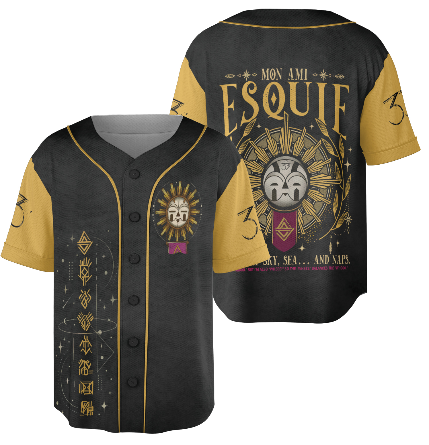 Esquie Clair Obscur Expedition 33 Baseball Jersey, Whee Whoo Funny Esquie Jersey, Gamer Gift Shirt