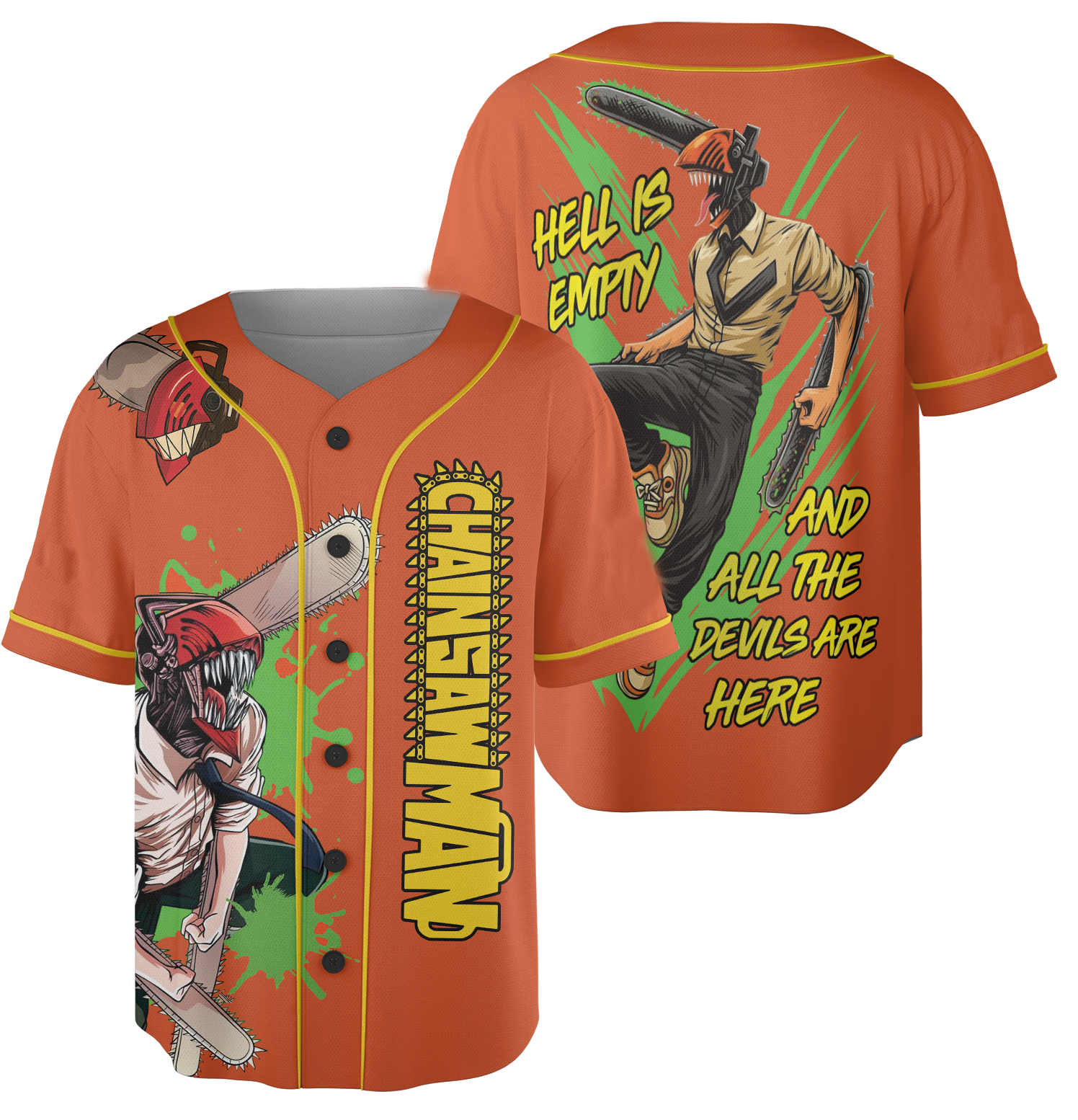 Chainsaw Man Baseball Jersey, Anime Jersey, Cool Anime