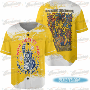 Statue of Liberty Jersey, With Liberty and Justice For All Size, Patriotic 4th of July Tee, Independence Day Freedom USA America jersey