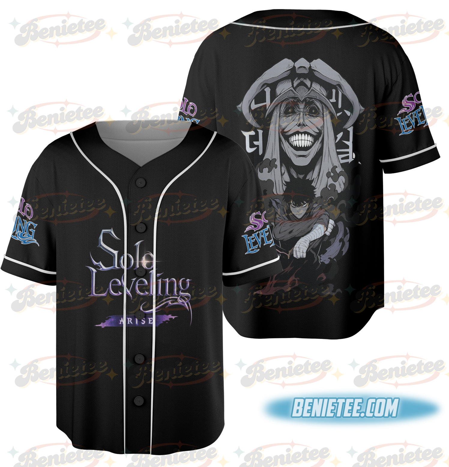 Oversized Acid Washed Anime Jersey, Heavyweight Unisex Streetwear Baseball Jersey, Solo Level Style Gym Shirt, Cool Anime Fan Gift Tee