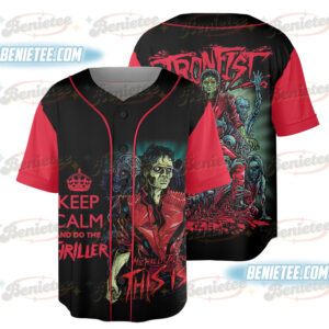 Michael Jackson Halloween Ironfist Keep Calm And Do The Thriller Baseball Jersey
