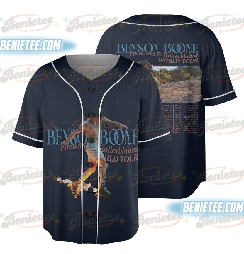 Benson Boone Fireworks and Rollerblades World Tour Baseball Jersey Shirt