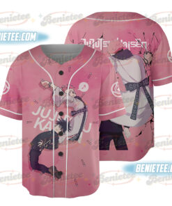 Jujutsu Kaisen Girls Lapel Jersey Pink Short Sleeve Harajuku Baseball Jersey