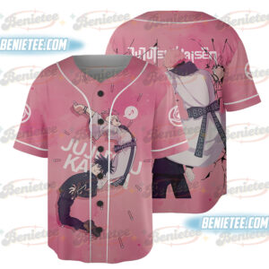 Jujutsu Kaisen Girls Lapel Jersey Pink Short Sleeve Harajuku Baseball Jersey