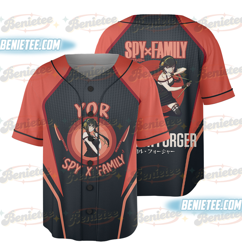 Yor Forger Spy x Family Button Up Baseball Jersey, Anime Jersey