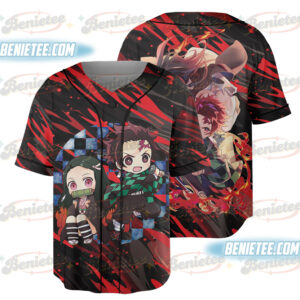 Demon Slayer Cosplay Tanjirou Tomioka Zenitsu Baseball Jersey, Couple Anime Jersey