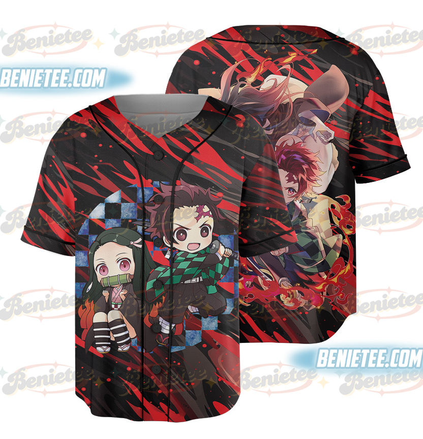 Demon Slayer Cosplay Tanjirou Tomioka Zenitsu Baseball Jersey, Couple Anime Jersey