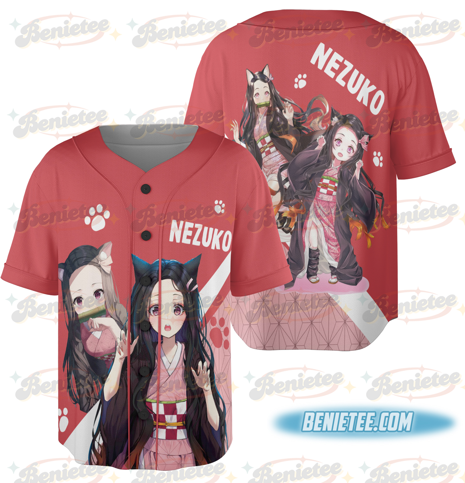 Demon Slayer Anime Jersey 3D- Anime Manga Washed , Kamado Nezuko Baseball Jersey, Cute Anime