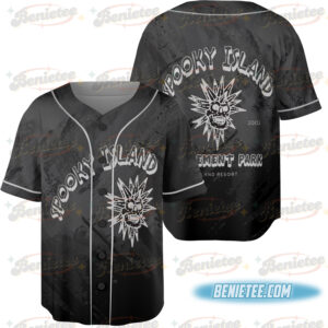 Spooky Island 2 Sides Baseball Jersey, Spooky Island Disco Skull Jersey, 90s Vintage Halloween Movie Shirt
