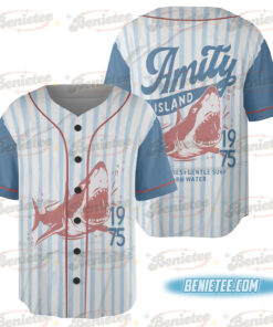 Jaws Amity Island 1975 Unisex jersey, Movie Inspired Gift, Cotton Shirt for Film Buffs, Vintage Jersey
