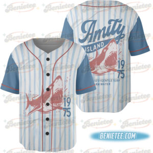 Jaws Amity Island 1975 Unisex jersey, Movie Inspired Gift, Cotton Shirt for Film Buffs, Vintage Jersey