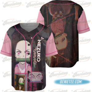 Demon Slayer Anime Jersey, Anime Manga Washed , Kamado Nezuko Baseball Jersey, Cute Anime