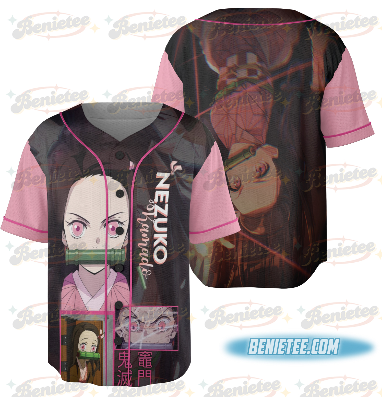 Demon Slayer Anime Jersey, Anime Manga Washed , Kamado Nezuko Baseball Jersey, Cute Anime