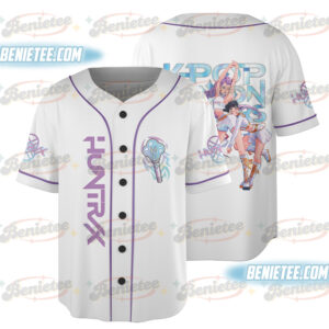 Huntrix Girls Kpop Demon Hunters White Jersey Shirt, K-pop Demon Hunters Shirt