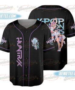 Huntrix Girls Kpop Demon Hunters Black Jersey Shirt, K-pop Demon Hunters Shirt