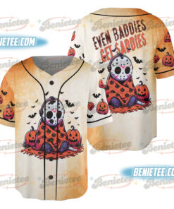 Even Baddies Get Saddies Jersey, Halloween Horror, Horror Characters Shirt, Girly Halloween Baseball Jersey